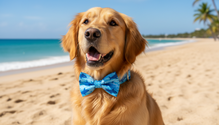 top paw blue shark dog collar with bow