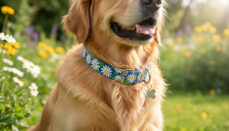 top paw daisy flower dog collar